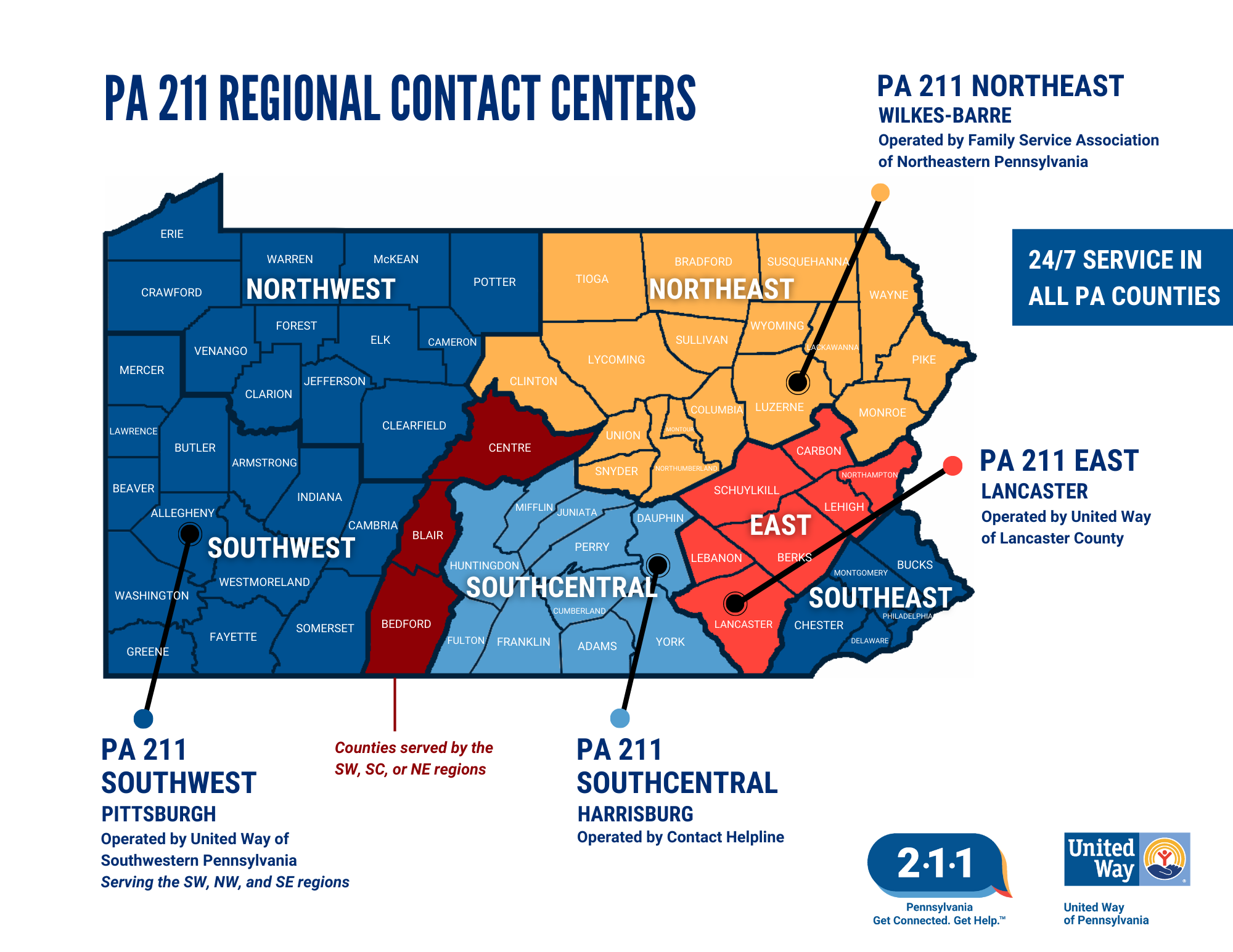PA 211 Regional Provider Map 2022 Standard Use 